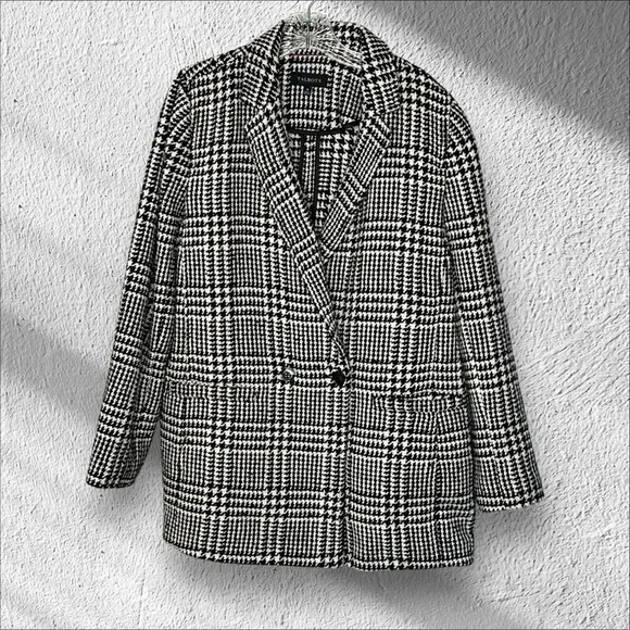 Talbots Size 16 TWEED DOUBLE BREASTED BLAZER - HOUNDSTOOTH Preppy Academia - Picture 1 of 12